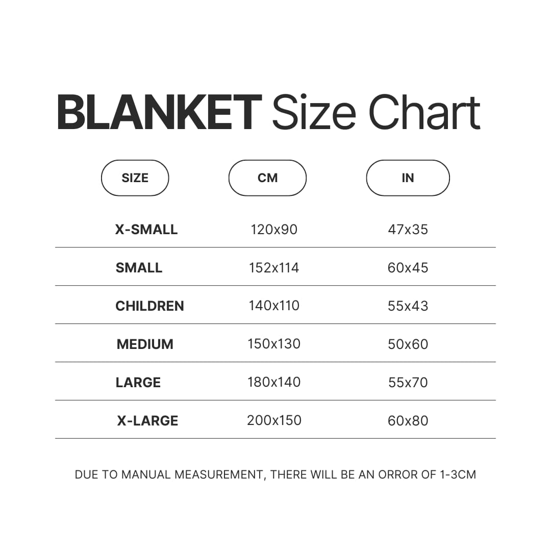 Blanket Size Chart - Official Tokyo Ghoul