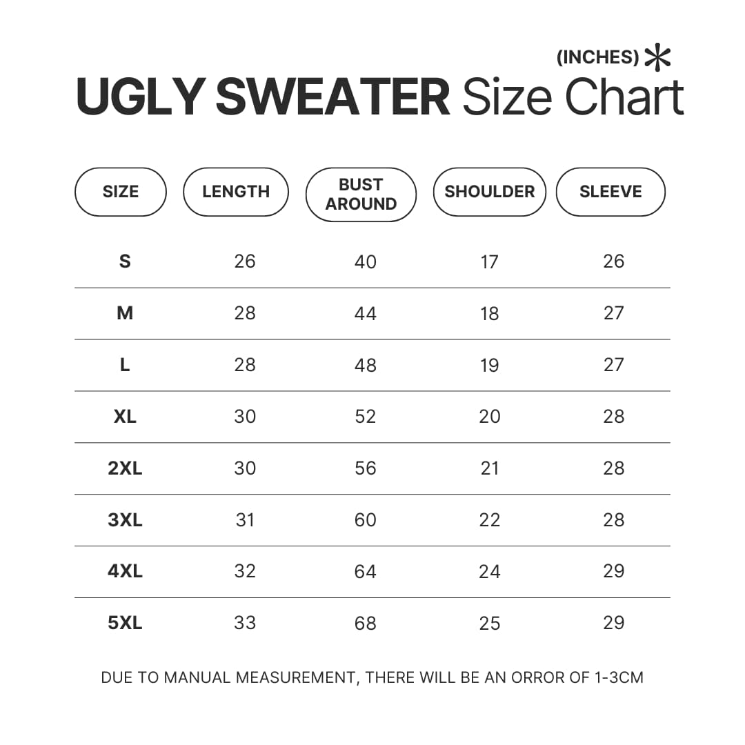 Ugly Sweater Size Chart - Official Tokyo Ghoul