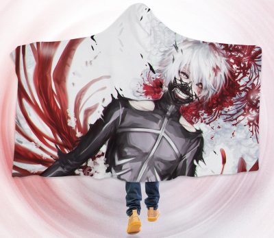 Tokyo Ghoul Kaneki White-Red Hooded Blanket