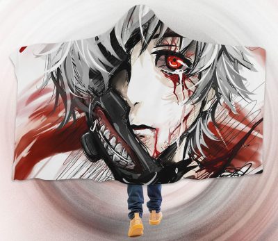 Tokyo Ghoul Kaneki Red Eye Manga Hooded Blanket