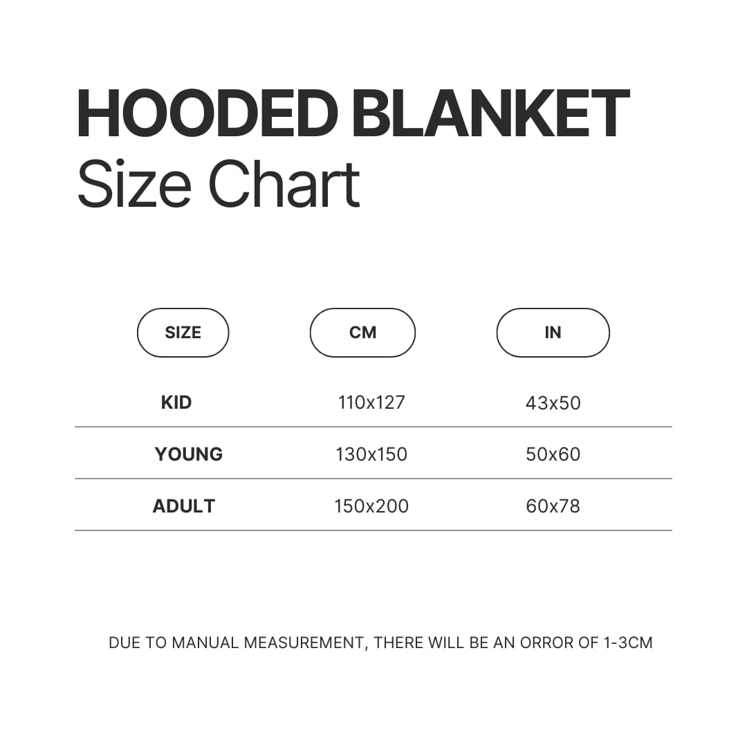 Hooded Blanket Size Chart - Official Tokyo Ghoul