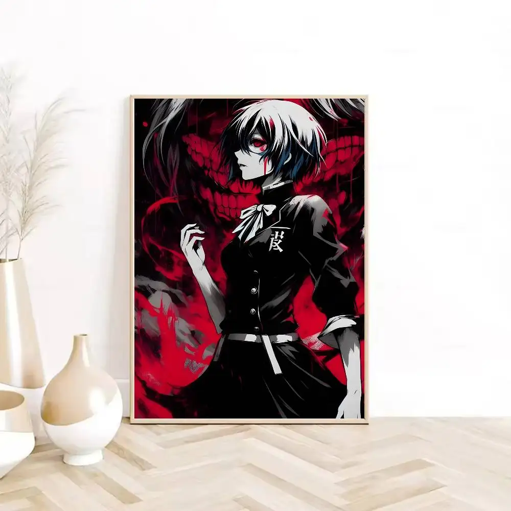 Tokyo Ghoul Kirishima Touka With Red Background Wall Art
