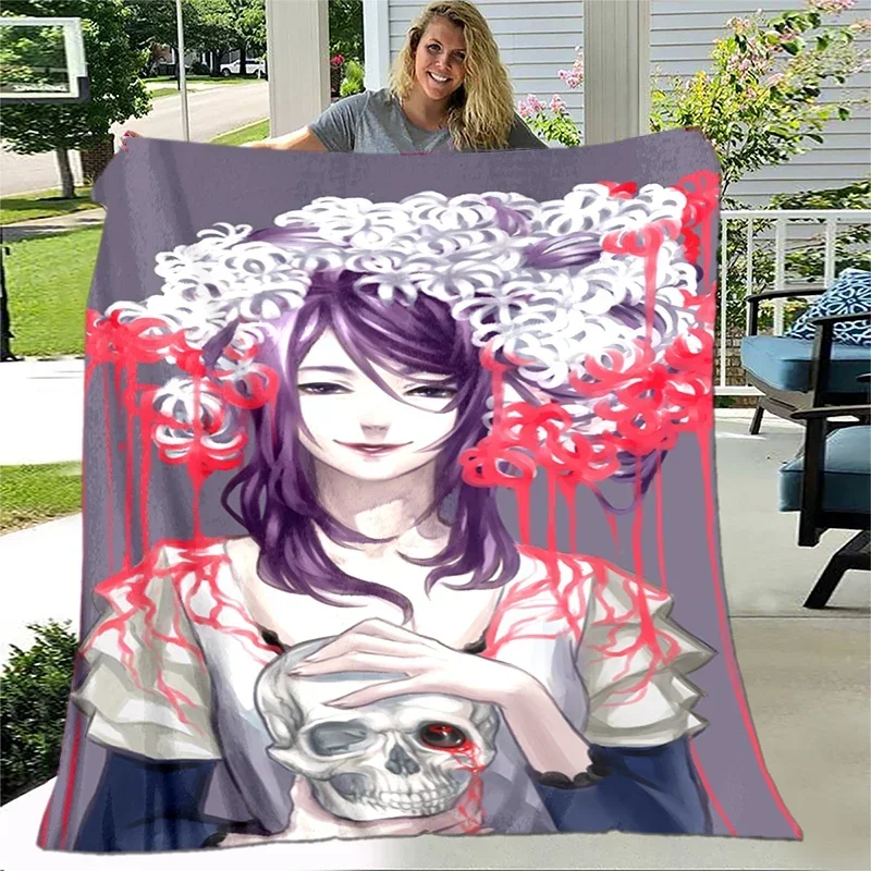 Anime Tokyo Ghoul Kamishiro Rize With Flower Blanket