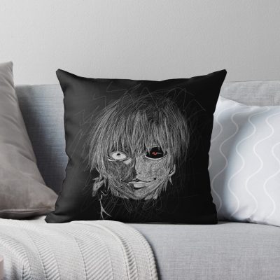 Haunting Abstract Face With Red Eye Throw Pillow