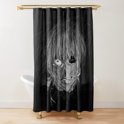 Haunting Abstract Face With Red Eye Shower Curtain