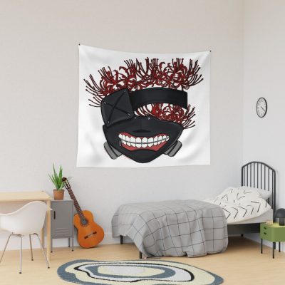 Mask With Red Spider Lillies Tapestry